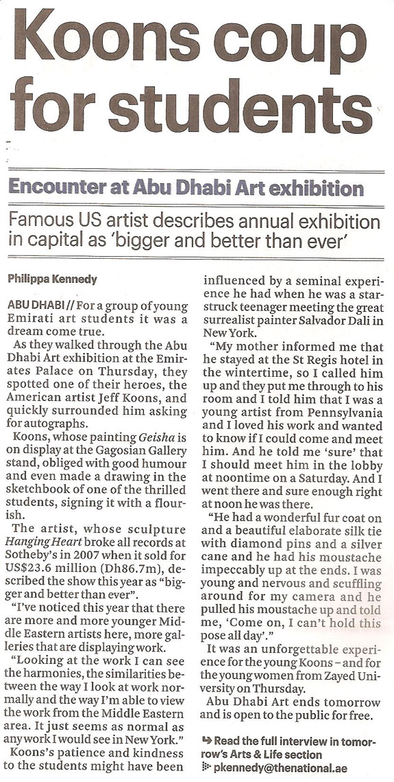 Jeff Koons Article 6th November 2010